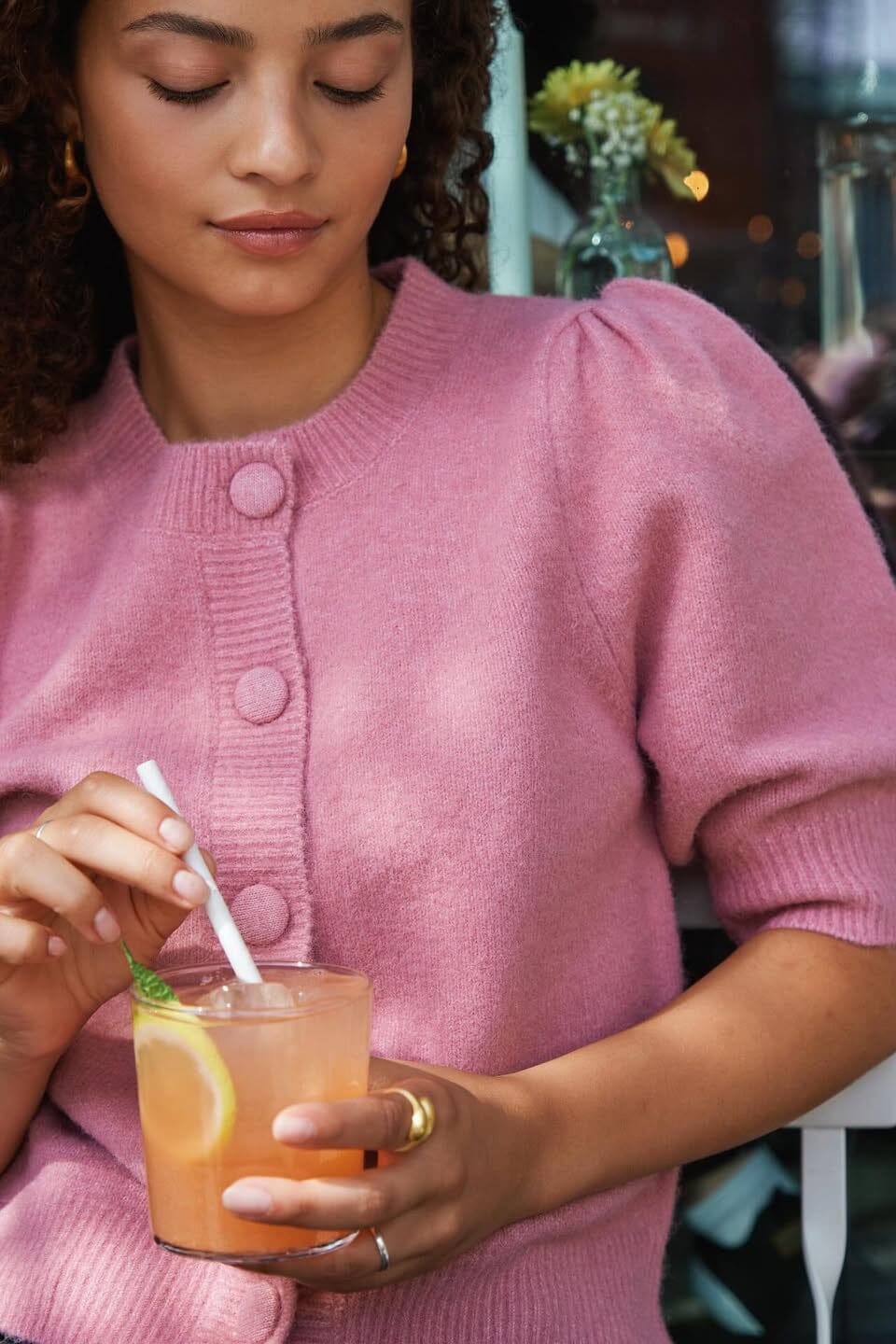 Neo Noir - Trudy Knit Cardigan 160760 - 165 - Rose Cardigans