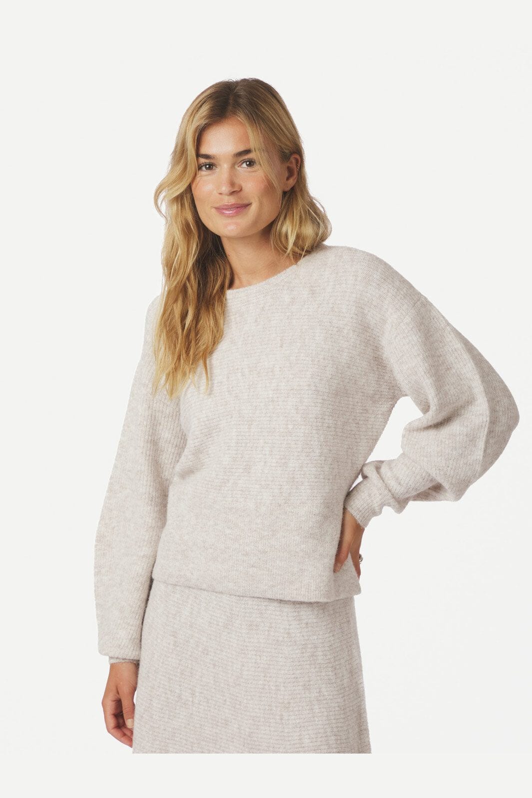 Neo Noir - Turuna Structure Knit Blouse 167186 - 119 - Sand Melange