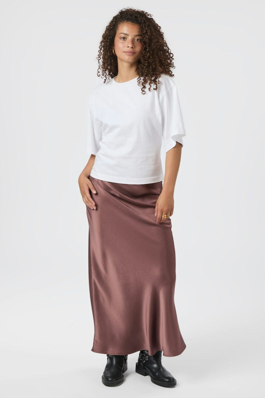 Neo Noir - Vicky Heavy Sateen Skirt 159588 - 393 - Dark Rose