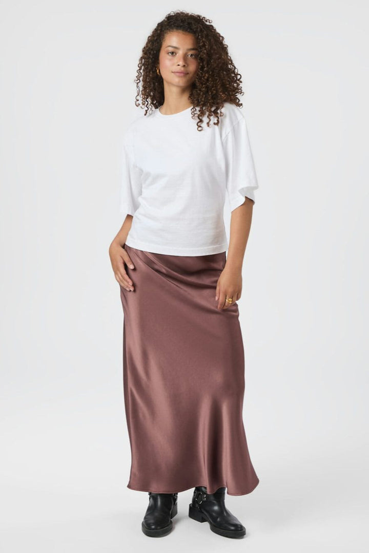 Neo Noir - Vicky Heavy Sateen Skirt 159588 - 393 - Dark Rose