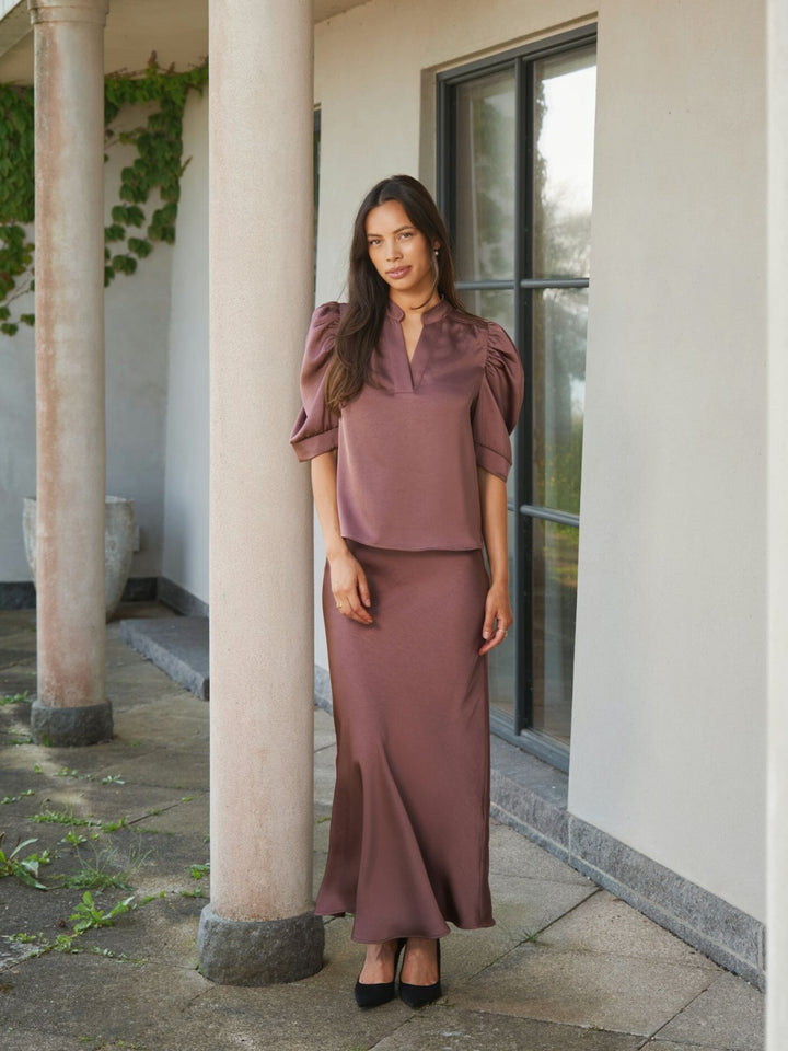 Neo Noir - Vicky Heavy Sateen Skirt 159588 - 393 - Dark Rose Nederdele