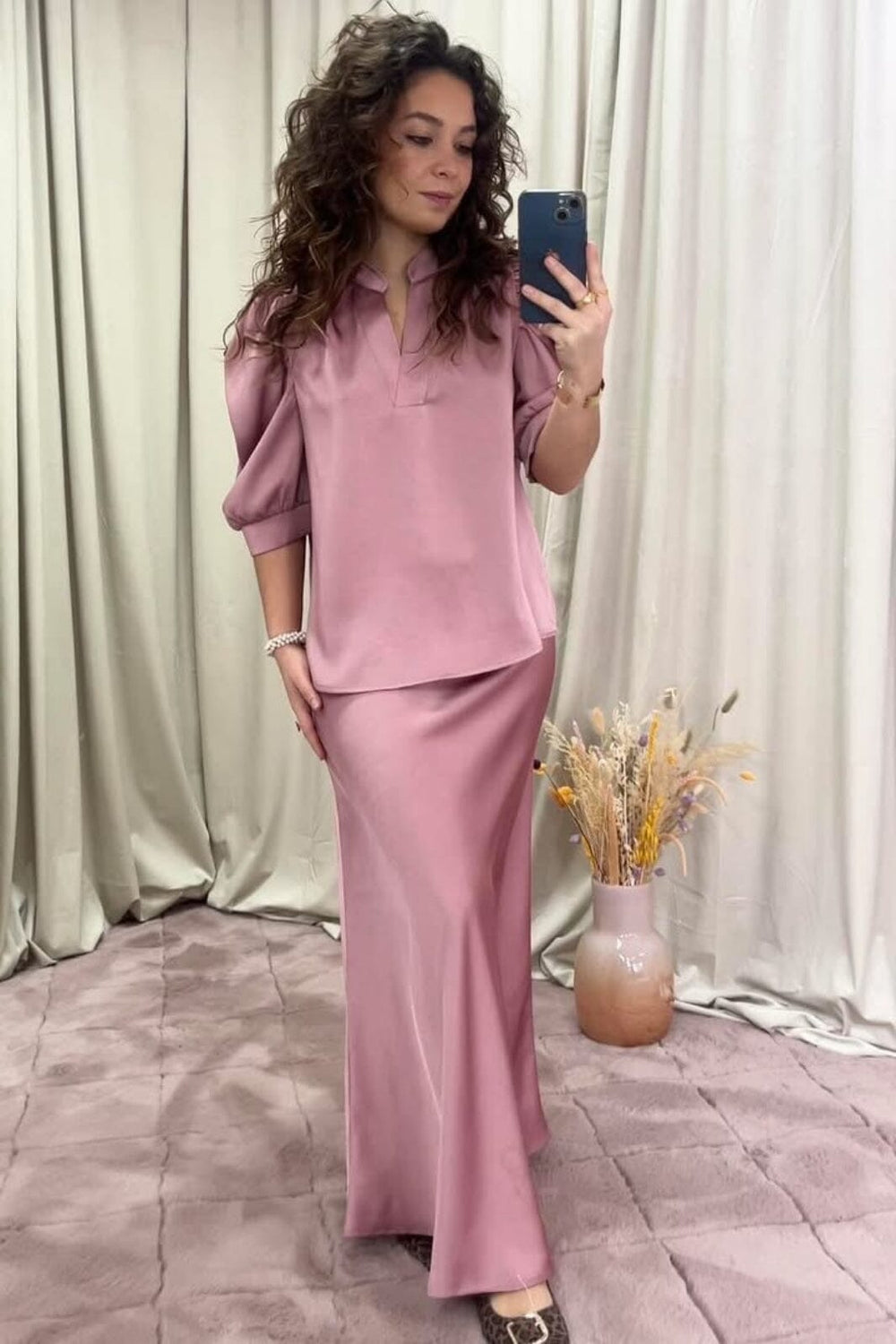 Neo Noir - Vicky Heavy Sateen Skirt 159588 - 823 - Evening Rose Nederdele