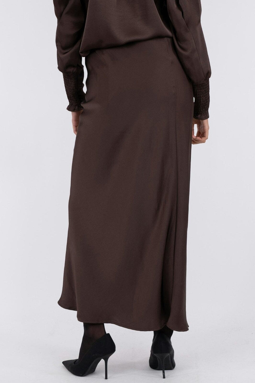 Neo Noir - Vicky Heavy Sateen Skirt 159588 - Dark Brown Nederdele