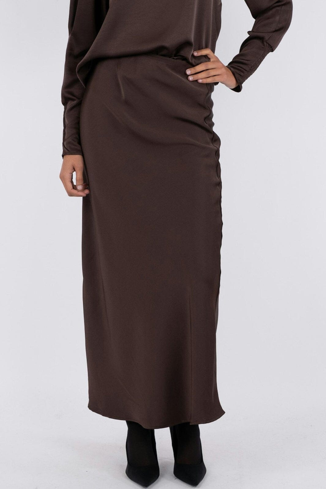 Neo Noir - Vicky Heavy Sateen Skirt 159588 - Dark Brown Nederdele