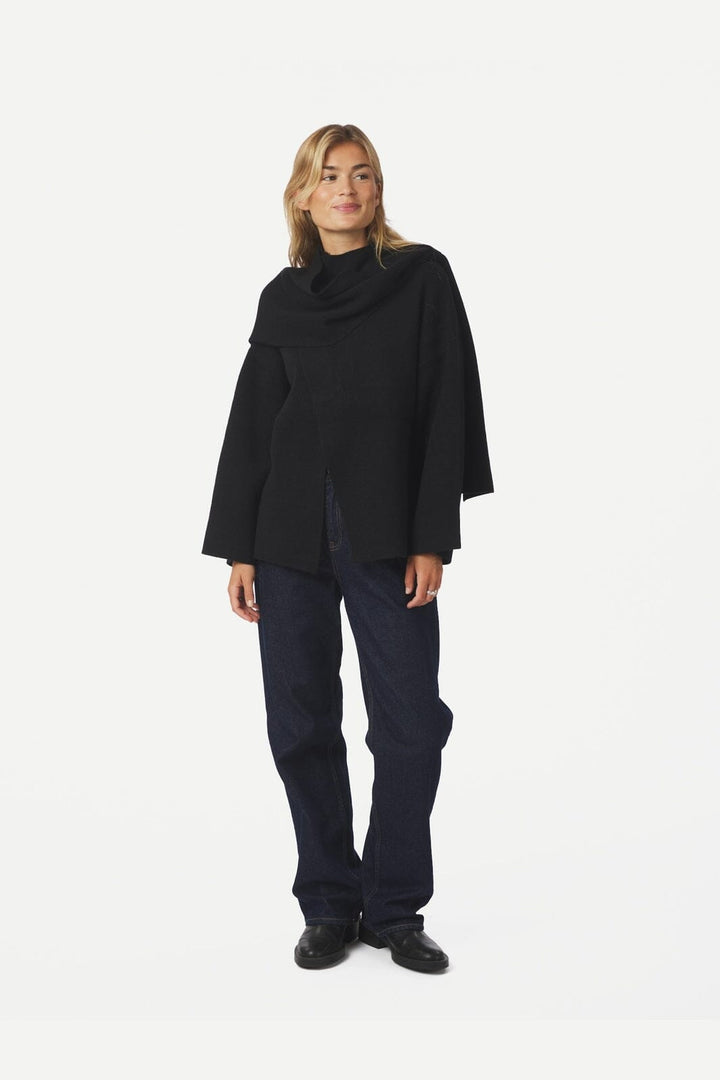 Neo Noir - Wals Knit Scarf Blouse 166203 - 100 - Black