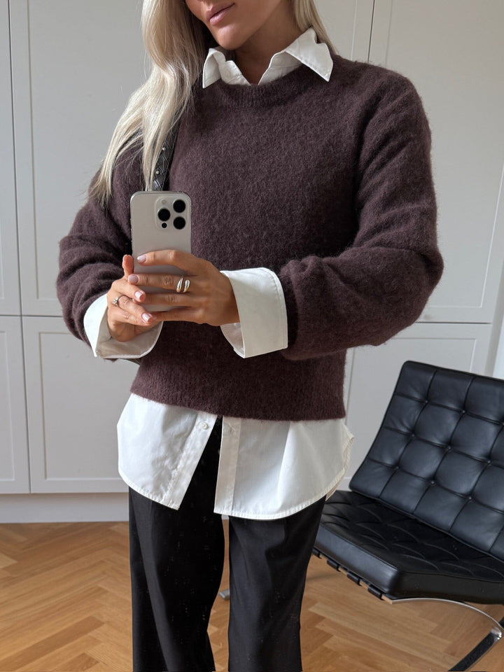 Noella - Kae Knit 12940085 - 1471 - Medium Brown Strikbluser