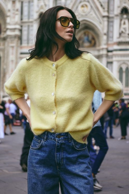 Noella - Kae Ss Knit Cardigan 12940086 - 260 - Light Yellow Cardigans