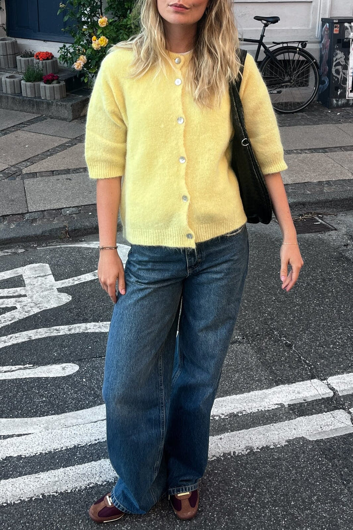 Noella - Kae Ss Knit Cardigan 12940086 - 260 - Light Yellow Cardigans