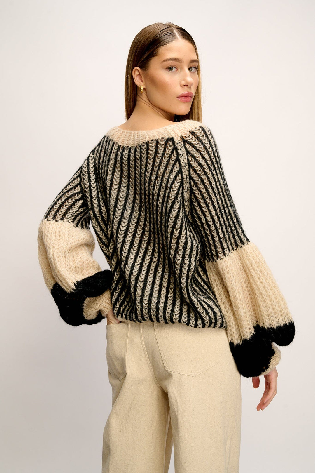Noella - Liana Knit Sweater - Cream/black