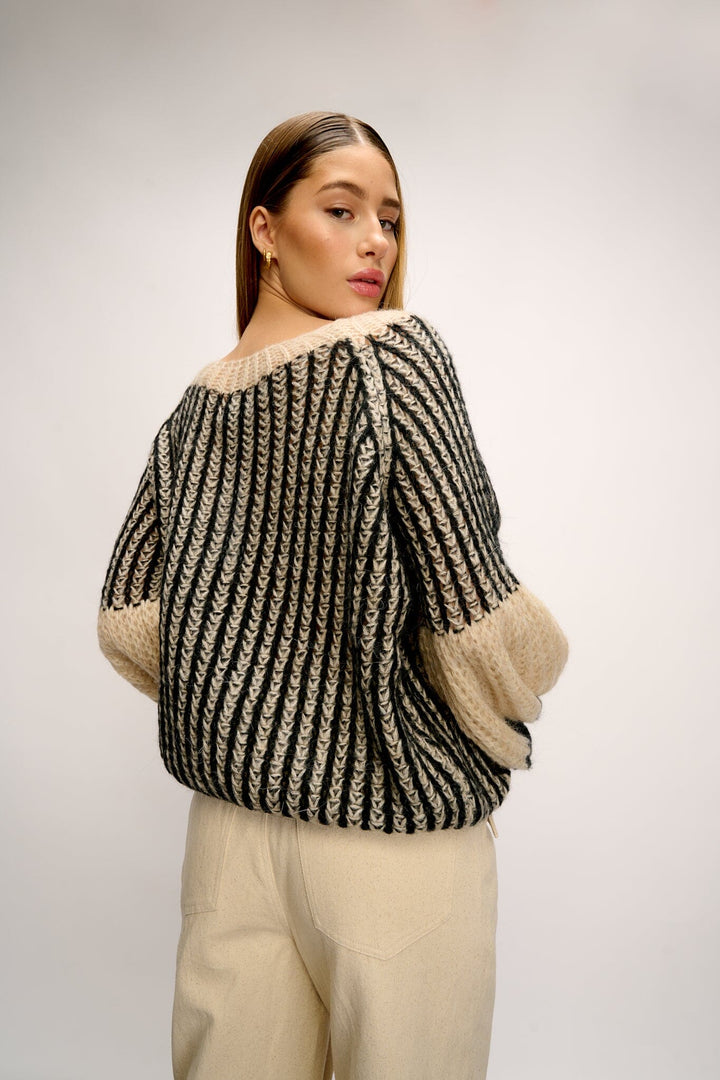 Noella - Liana Knit Sweater - Cream/black