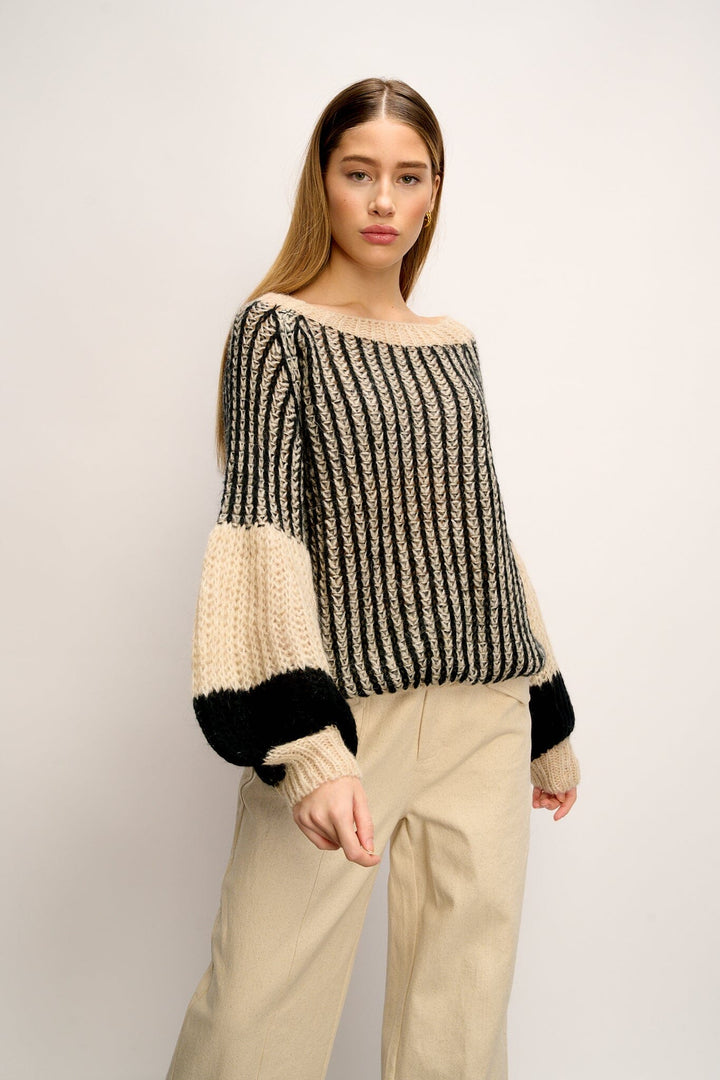 Noella - Liana Knit Sweater - Cream/black