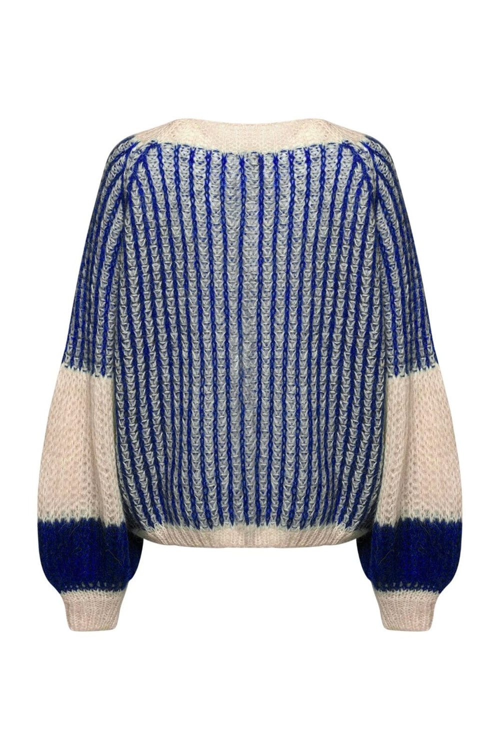 Noella - Liana Knit Sweater - Cream/Cobalt Blue Strikbluser