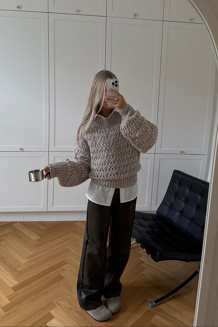 Noella - Loranne Knit 14390001 - 025 - Oatmeal Strikbluser