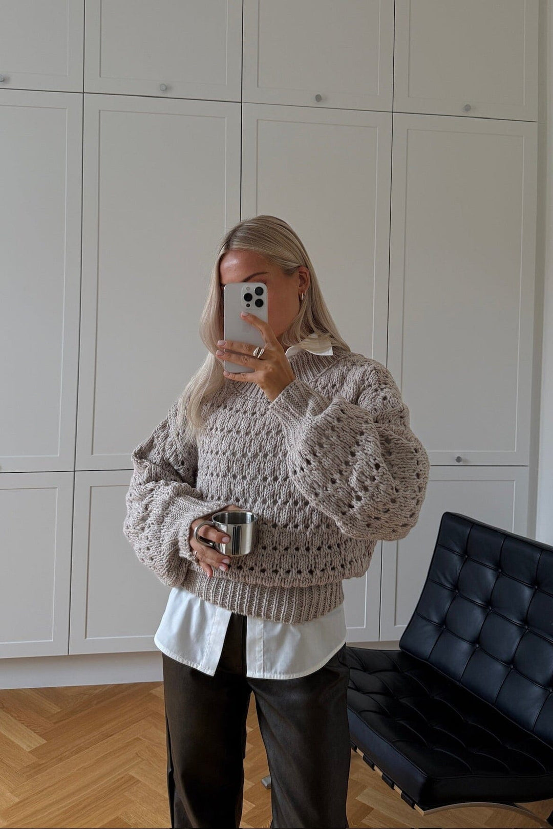 Noella - Loranne Knit 14390001 - 025 - Oatmeal Strikbluser