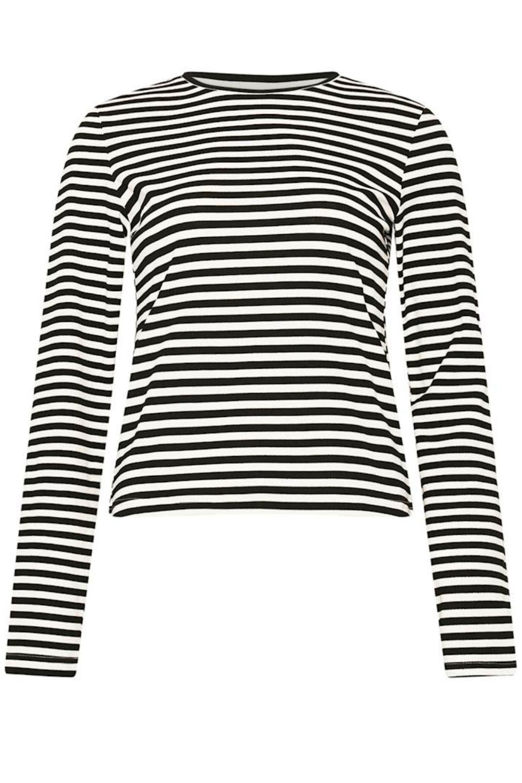 Noella - Luana Top 14030002 - 1381 - Ivory Black Stripe Bluser
