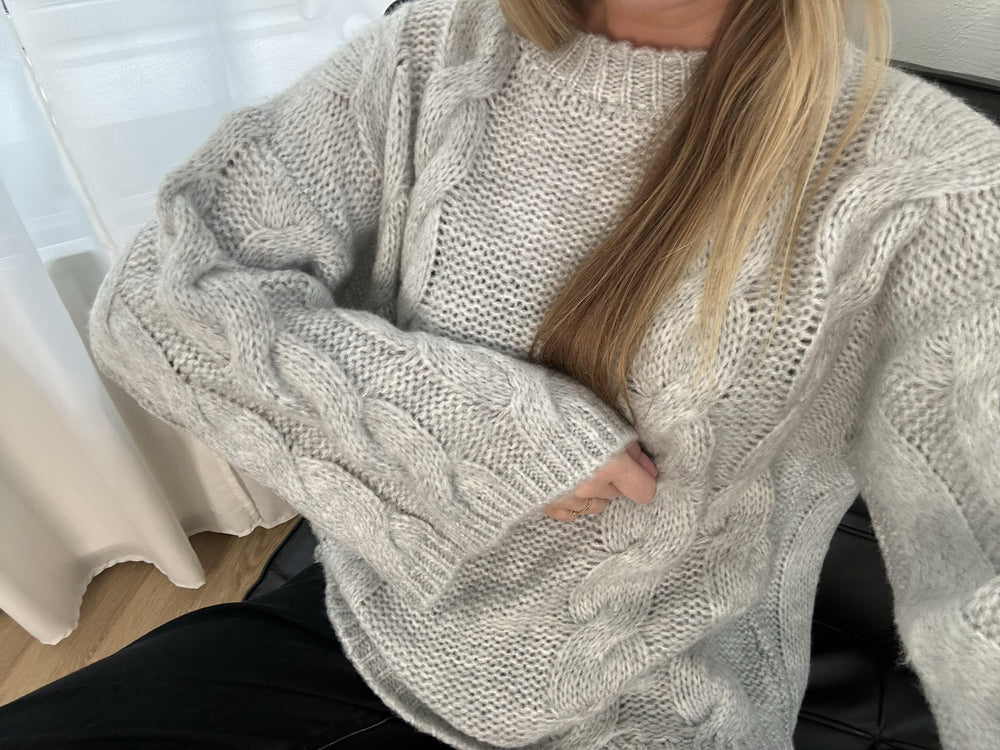 Noella - Lyza Knit 14190001 - 022 - Light Grey Melange Strikbluser