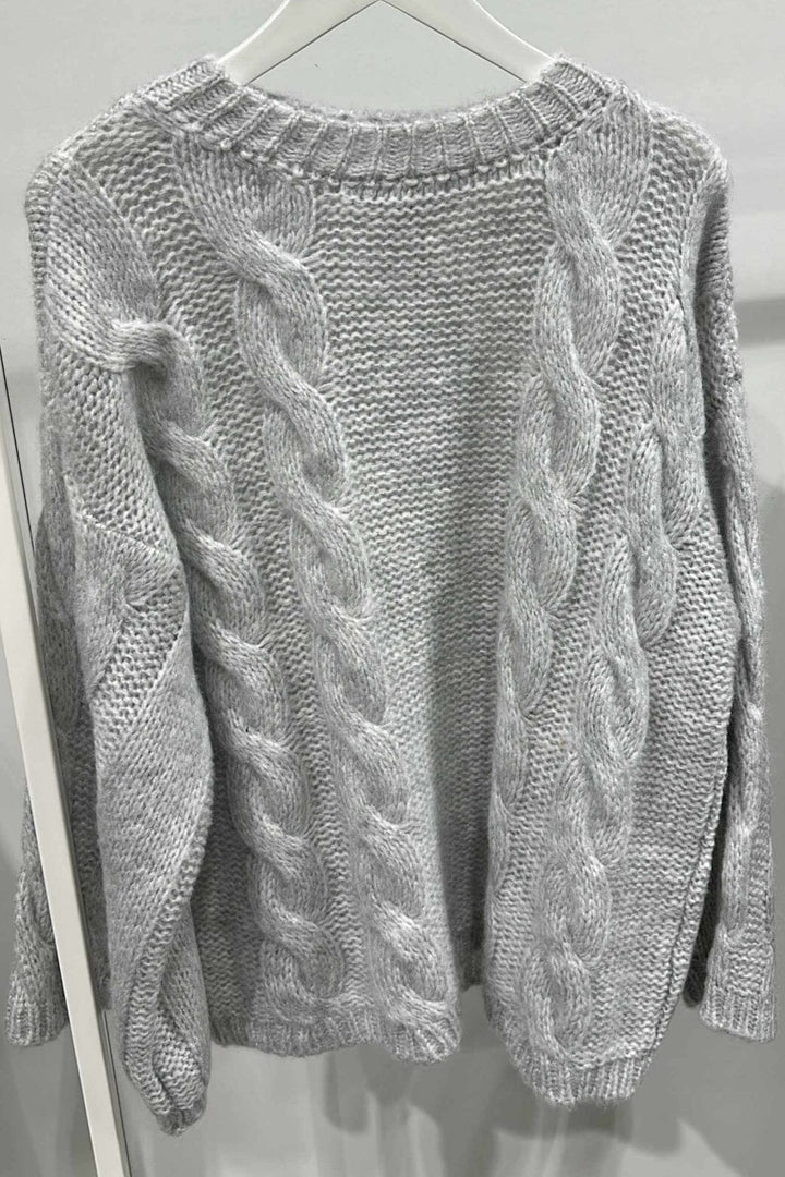 Noella - Lyza Knit 14190001 - 022 - Light Grey Melange Strikbluser