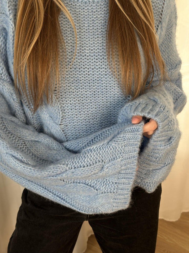 Noella - Lyza Sh Knit 14190002 - 016 - Light Blue Strikbluser