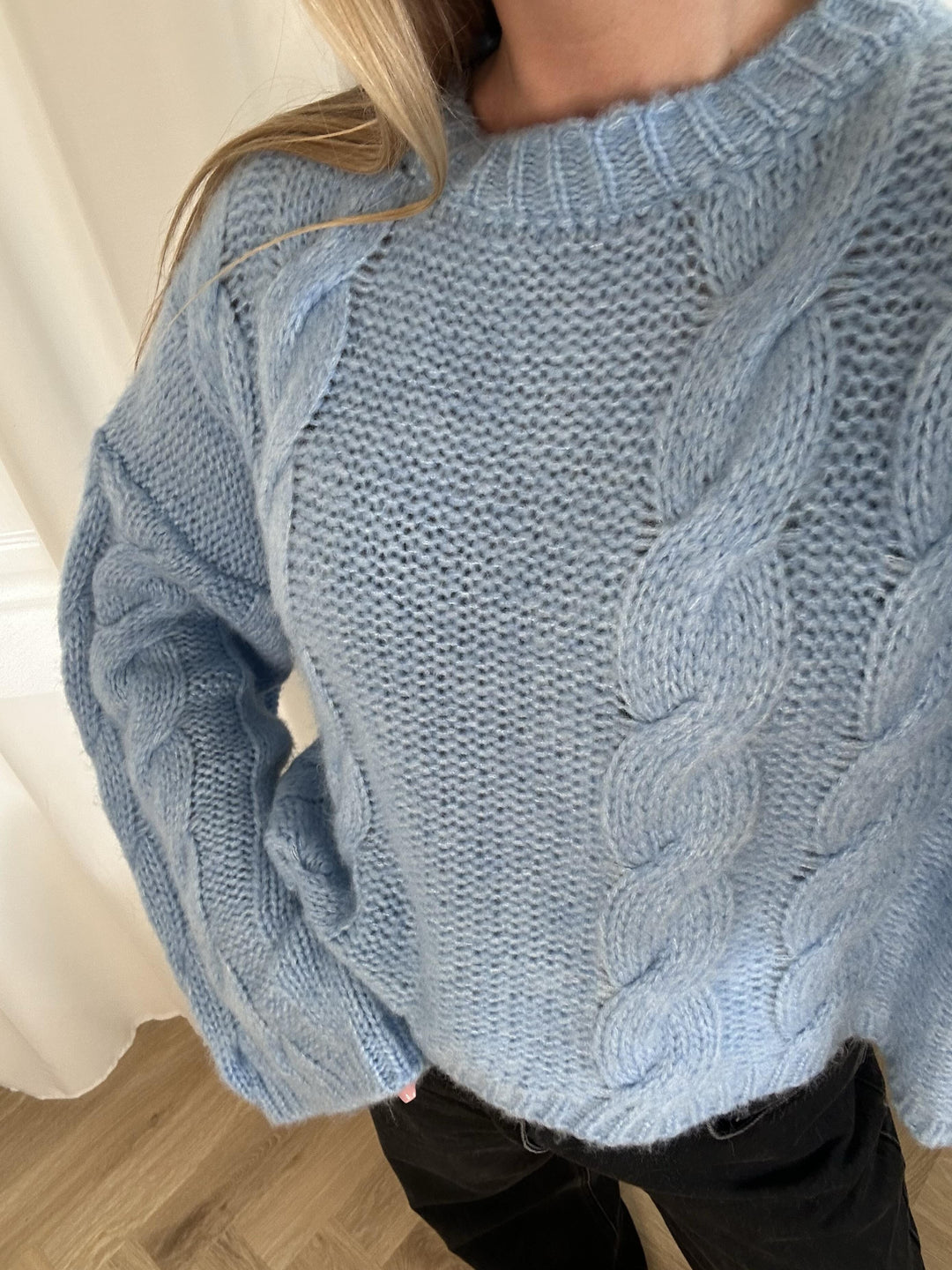 Noella - Lyza Sh Knit 14190002 - 016 - Light Blue Strikbluser