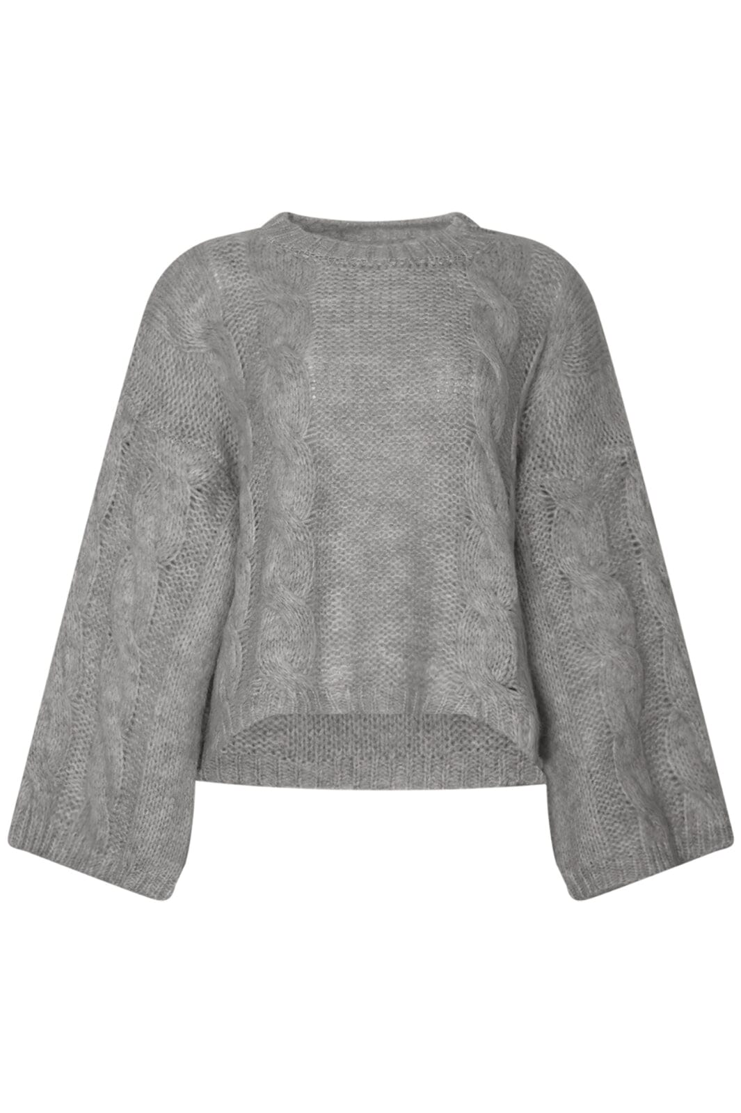 Noella - Lyza Sh Knit 14190002 - 022 - Light Grey Melange Strikbluser