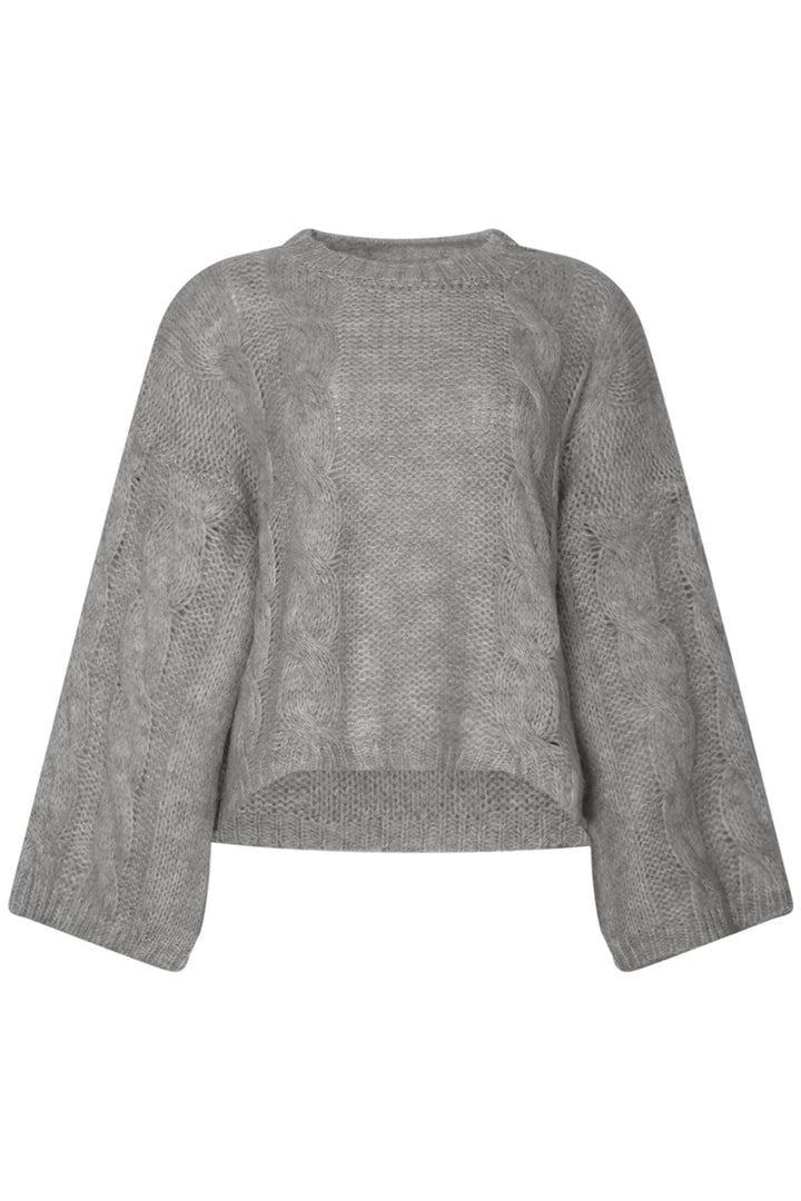 Noella - Lyza Sh Knit 14190002 - 022 - Light Grey Melange Strikbluser
