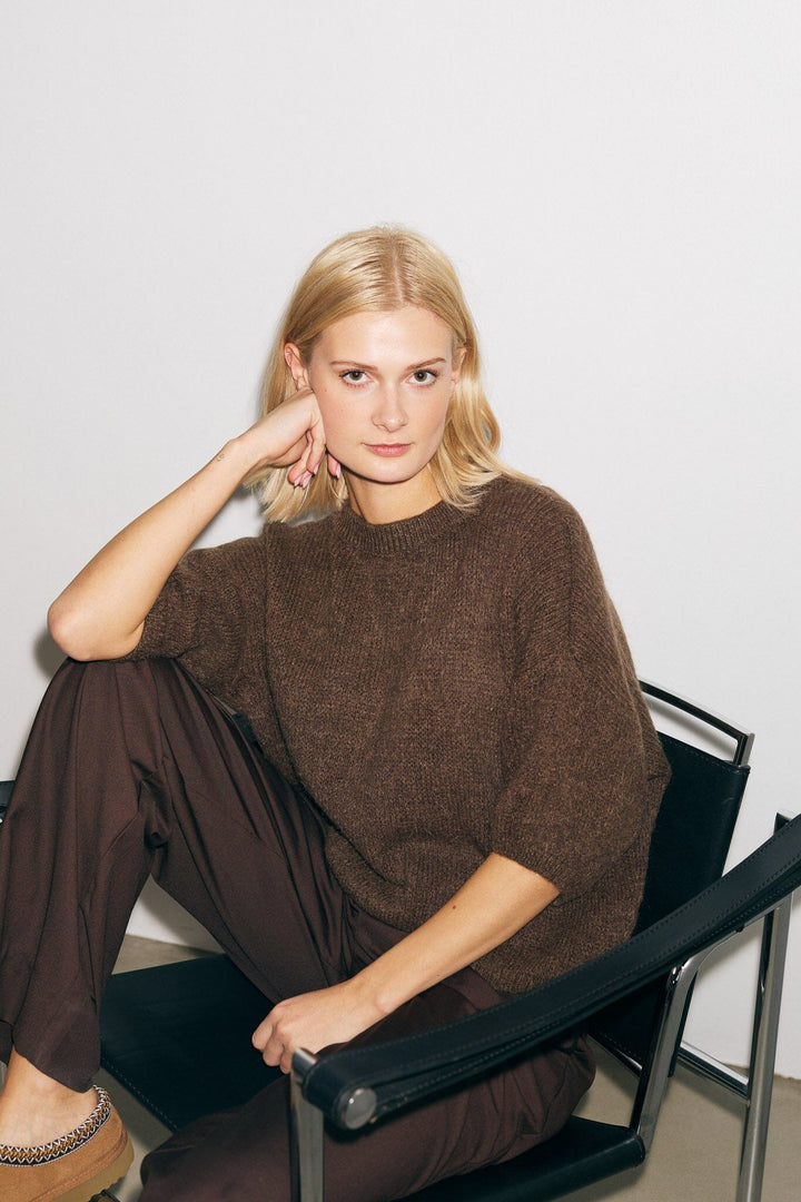 Noella - Mimi Knit Jumper - 548 Dark Brown Strikbluser