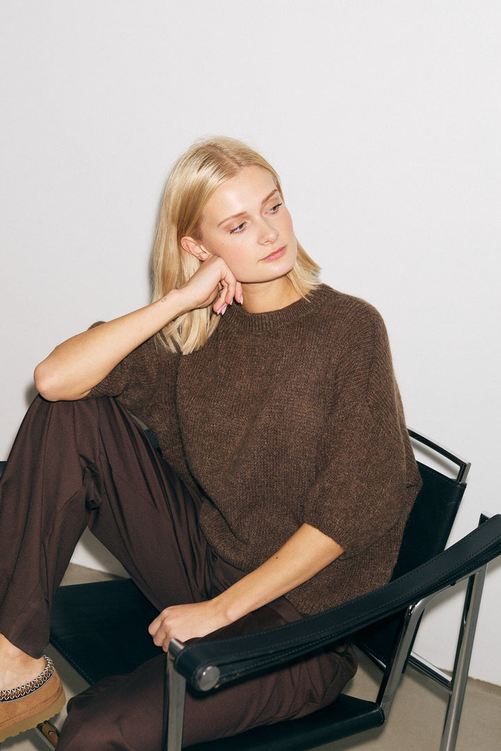 Noella - Mimi Knit Jumper - 548 Dark Brown Strikbluser