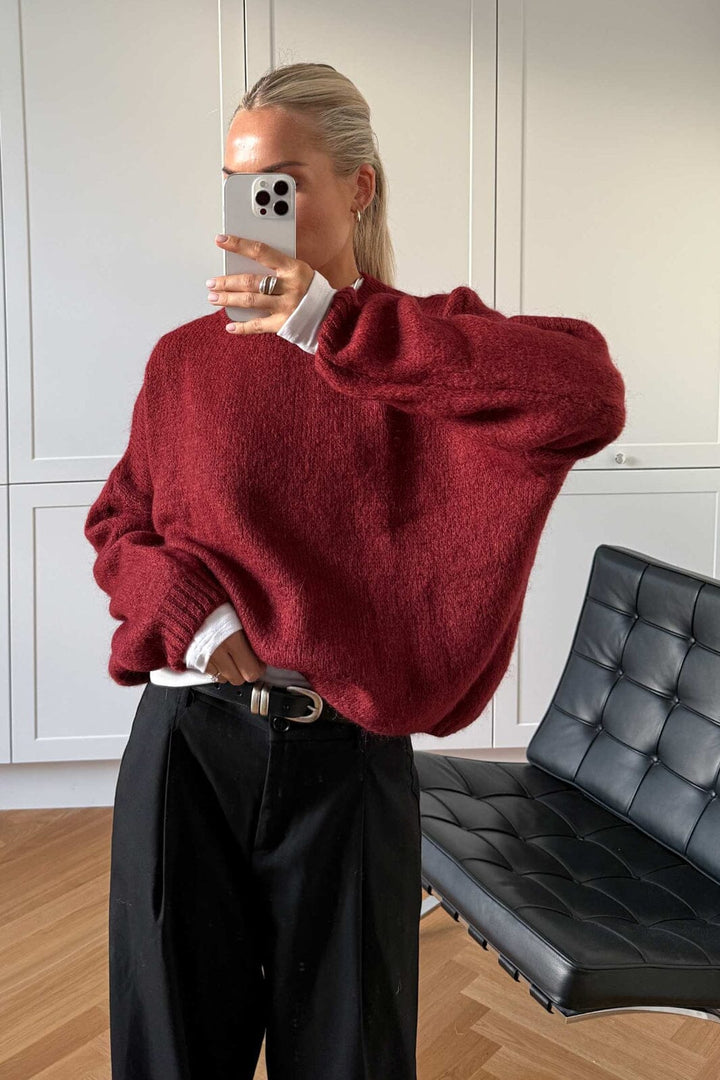 Noella - Mimi Ls Knit 11450002 - 1355 - Dusty Mahogany Strikbluser