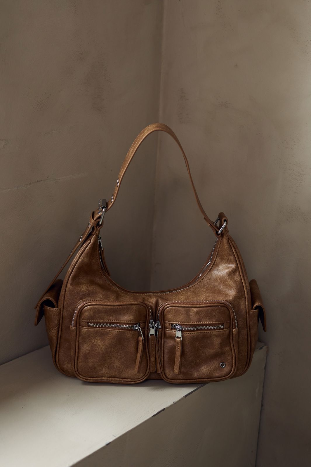 Noella - Tilda Bag - 1293 Brown Washed Leather Tasker
