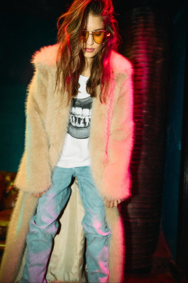 Noisy May - Nmevie Fur X-Long Coat - 4926434 Oatmeal