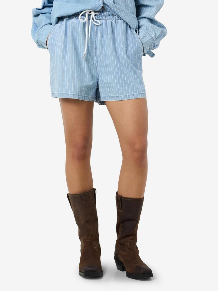 Noisy May - Nmkatri Nw Elastic Stripe Short Bs006Lb - 4724761 Light Blue Denim