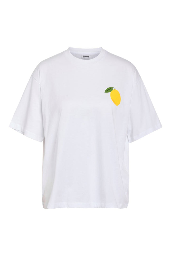 Noisy May - Nmmillie S/S Lemon T-Shirt - 4881025 Bright White Lemon Bag