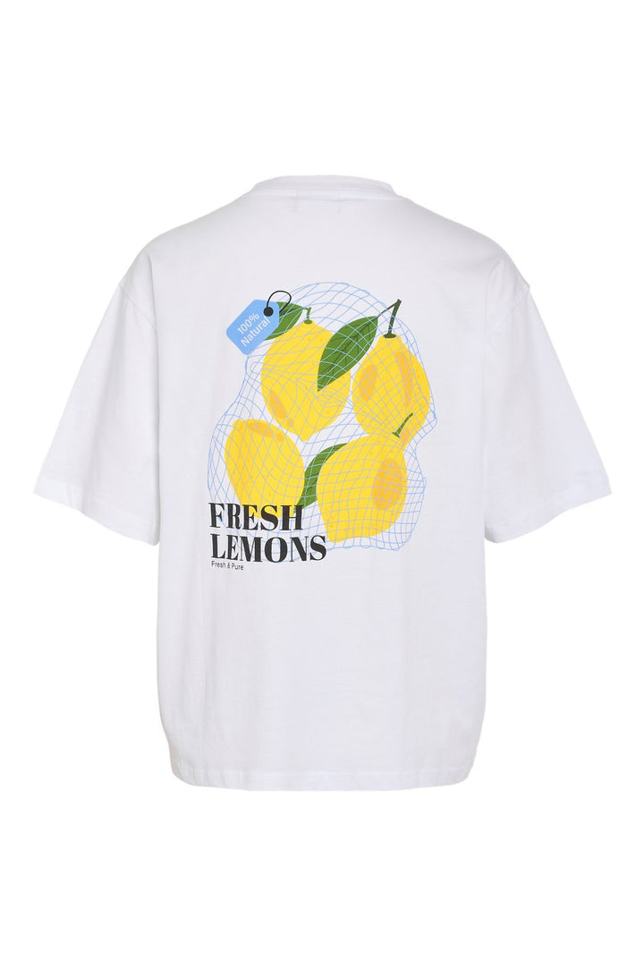 Noisy May - Nmmillie S/S Lemon T-Shirt - 4881025 Bright White Lemon Bag