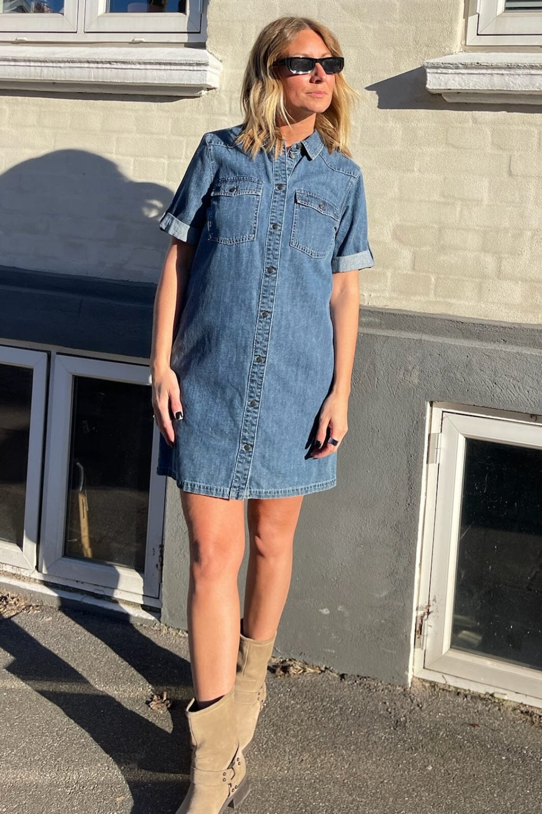 Noisy May - Nmnew Signe S/S Denim Dress Vi002Mb - 4460315 Medium Blue Denim Kjoler