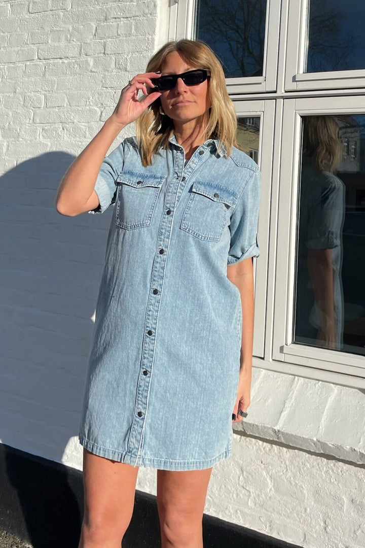 Noisy May - Nmnew Signe S/S Denim Dress Vi003Lb - 4460338 Light Blue Denim Kjoler