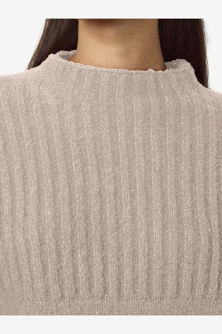 Noisy May - Nmnyla L/S Loose High Neck Knit Fwd Dd - 4798741 Humus Melange