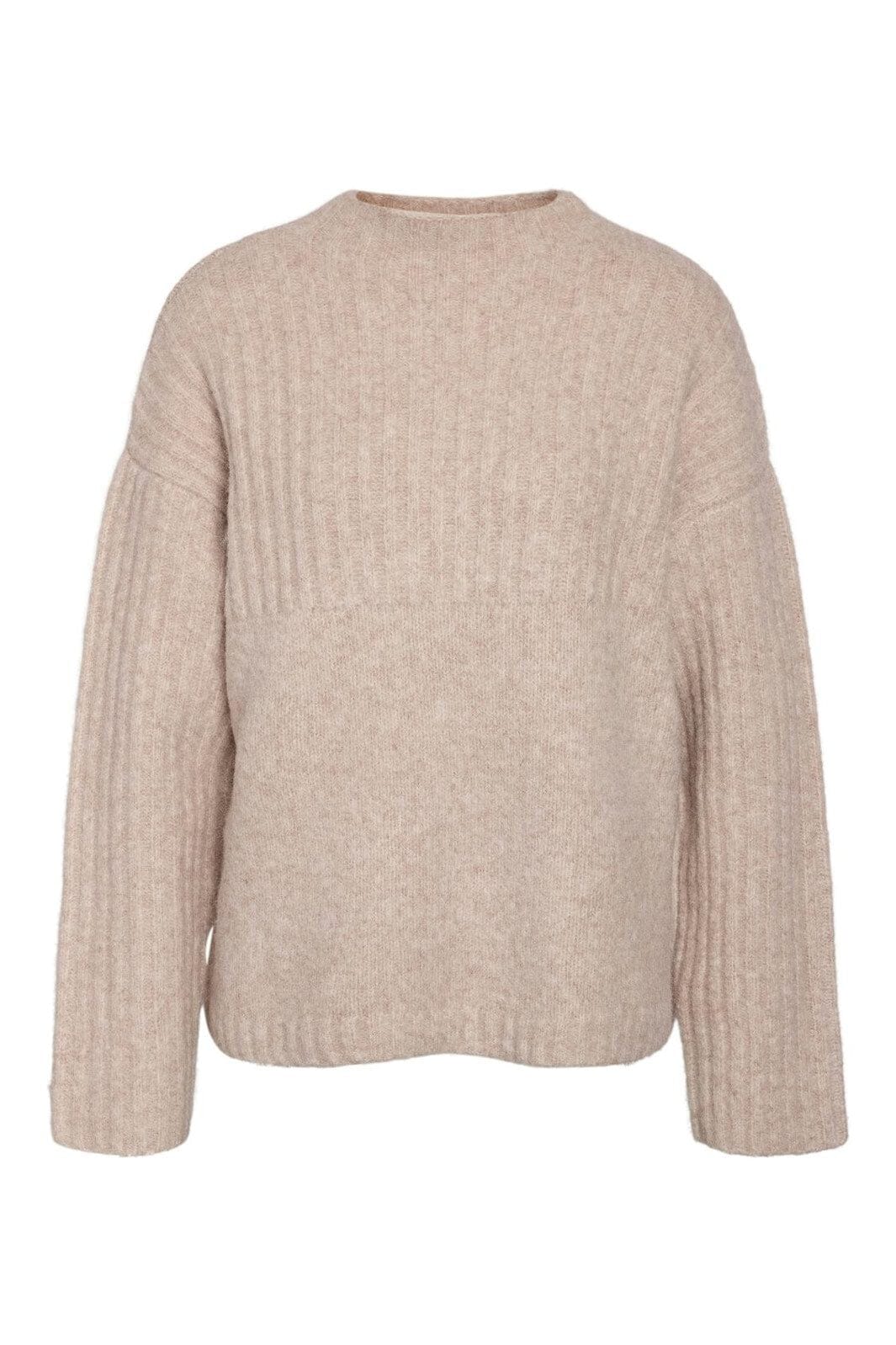 Noisy May - Nmnyla L/S Loose High Neck Knit Fwd Dd - 4798741 Humus Melange