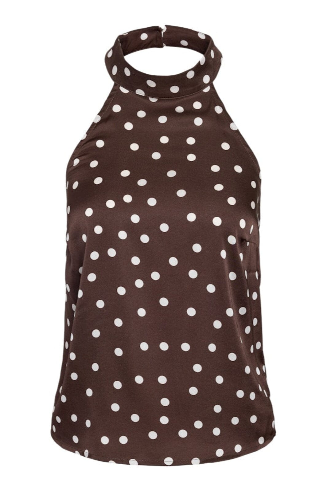Noisy May x Molly&My - Nmbambi Halterneck Satin Top - 5054643 Chocolate Brown White Polka Toppe