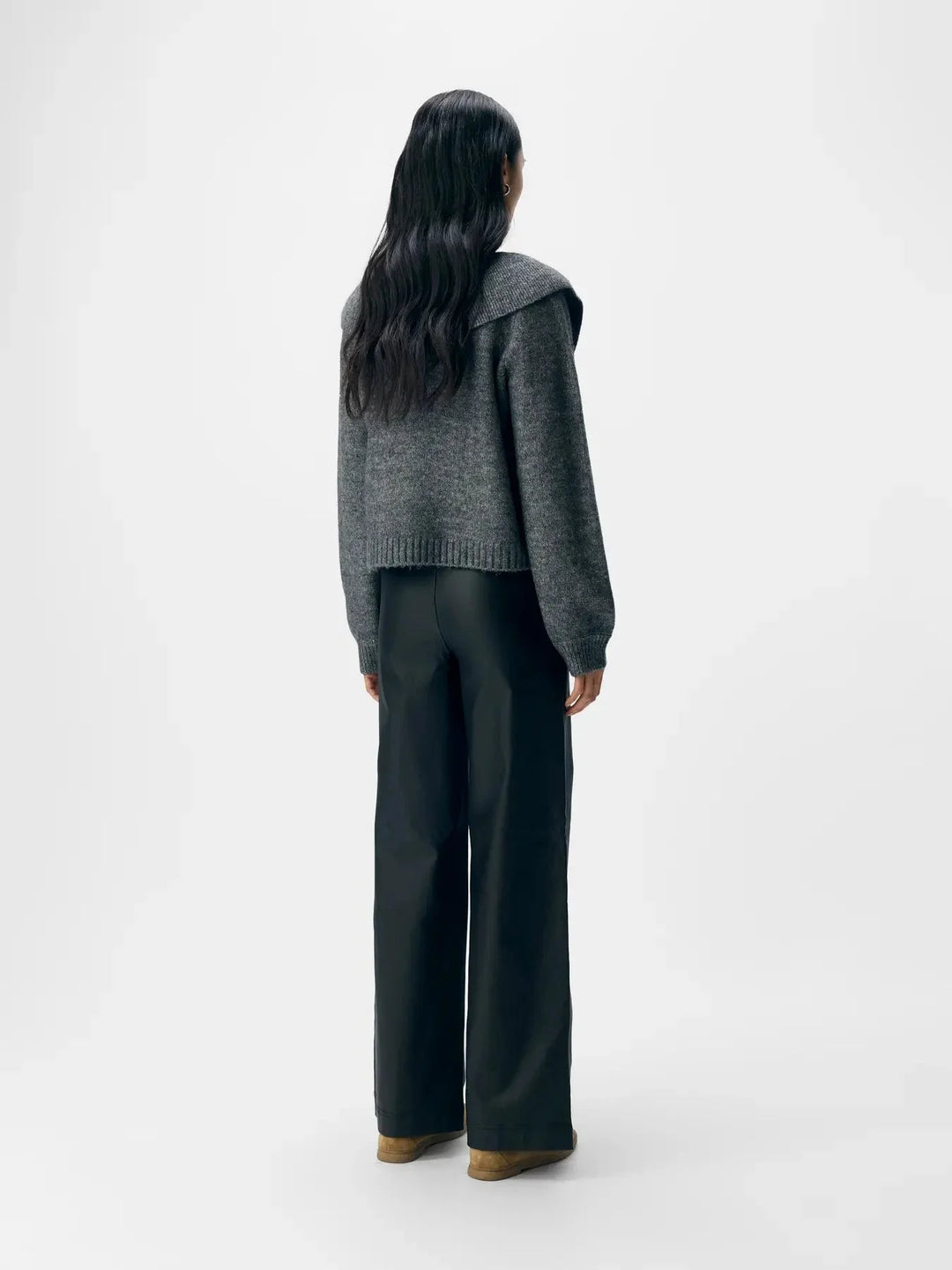 Object - Objdenisi L/S Lo Knit Cardigan - 4826634 Medium Grey Melange Cardigans