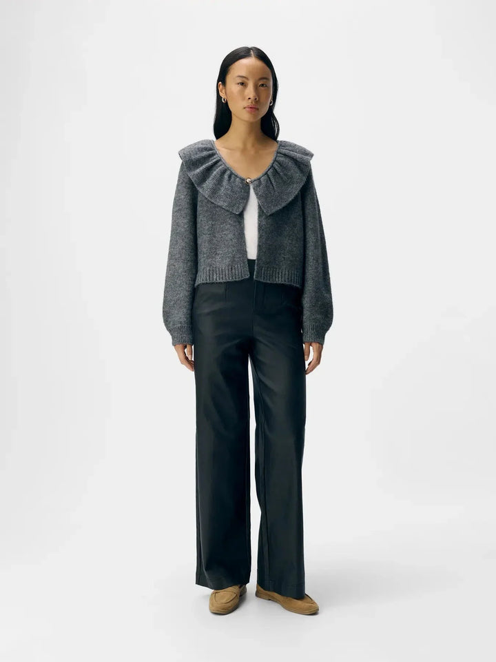 Object - Objdenisi L/S Lo Knit Cardigan - 4826634 Medium Grey Melange Cardigans