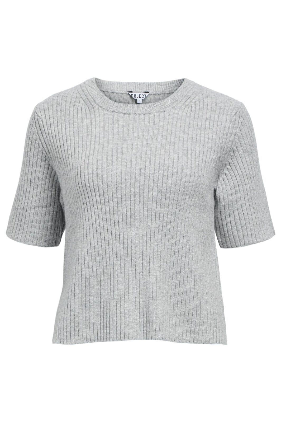 Object - Objelva 2/4 Re O-Neck Knit - 4788923 Light Grey Melange