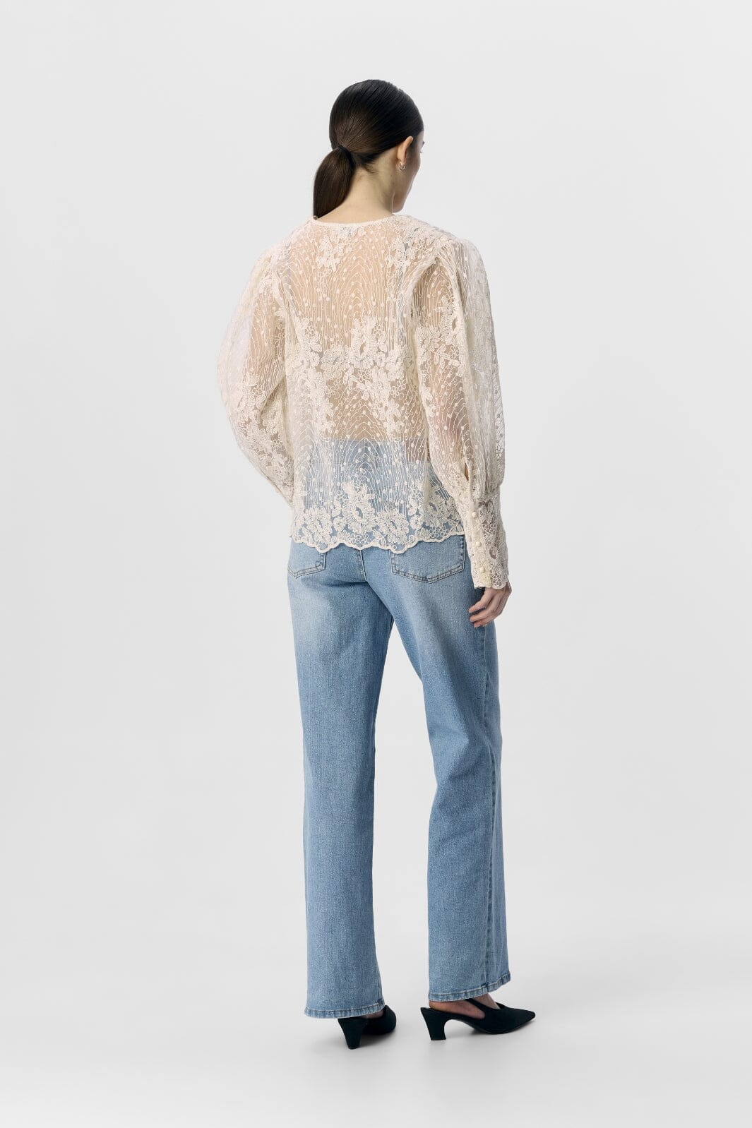 Object - Objsiga L/S Re Shirt 140 - 4829387 White Sand