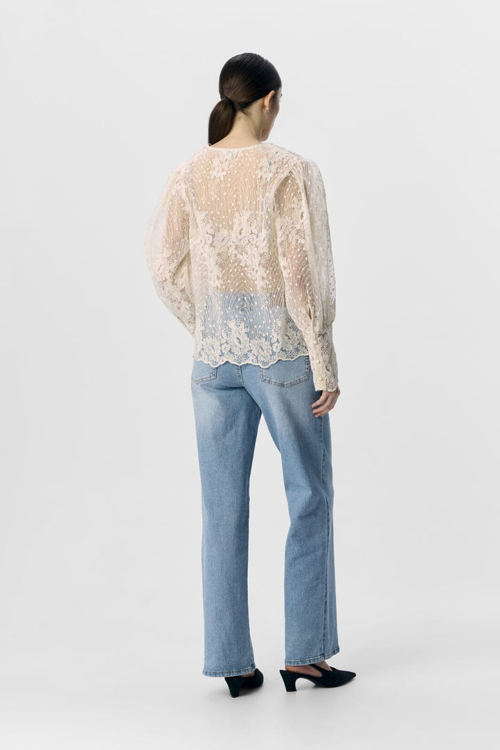 Object - Objsiga L/S Re Shirt 140 - 4829387 White Sand