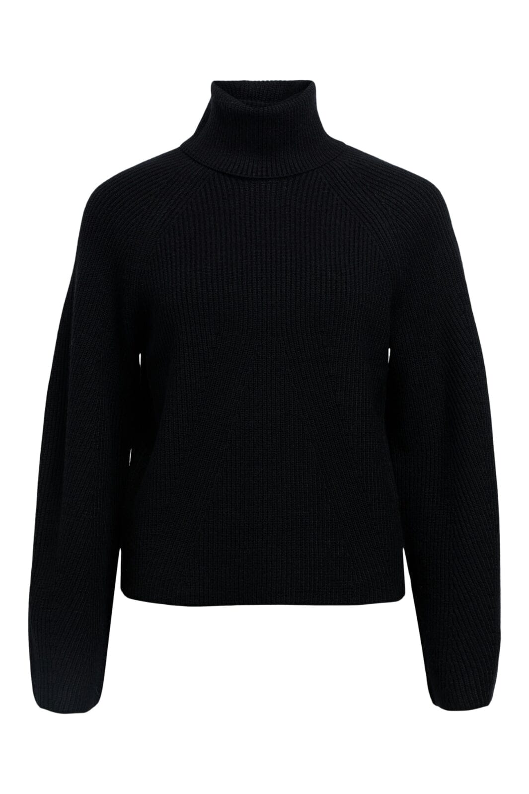 Object - Objviola Ls Lo Rollneck Knit - 4803559 Black Strikbluser