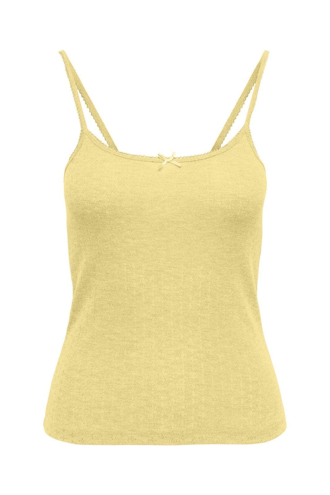 Only - Onl Kalli S/L Bow Rib Top - 4941121 Lemon Meringue Lemon Meringue Bow+Binding