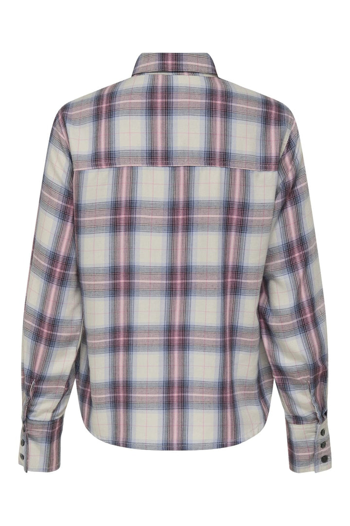 Only - Onlabbie Ls Check Shirt - 4824213 Cloud Dancer W Sea Pink & Easter Egg & Black Check Skjorter