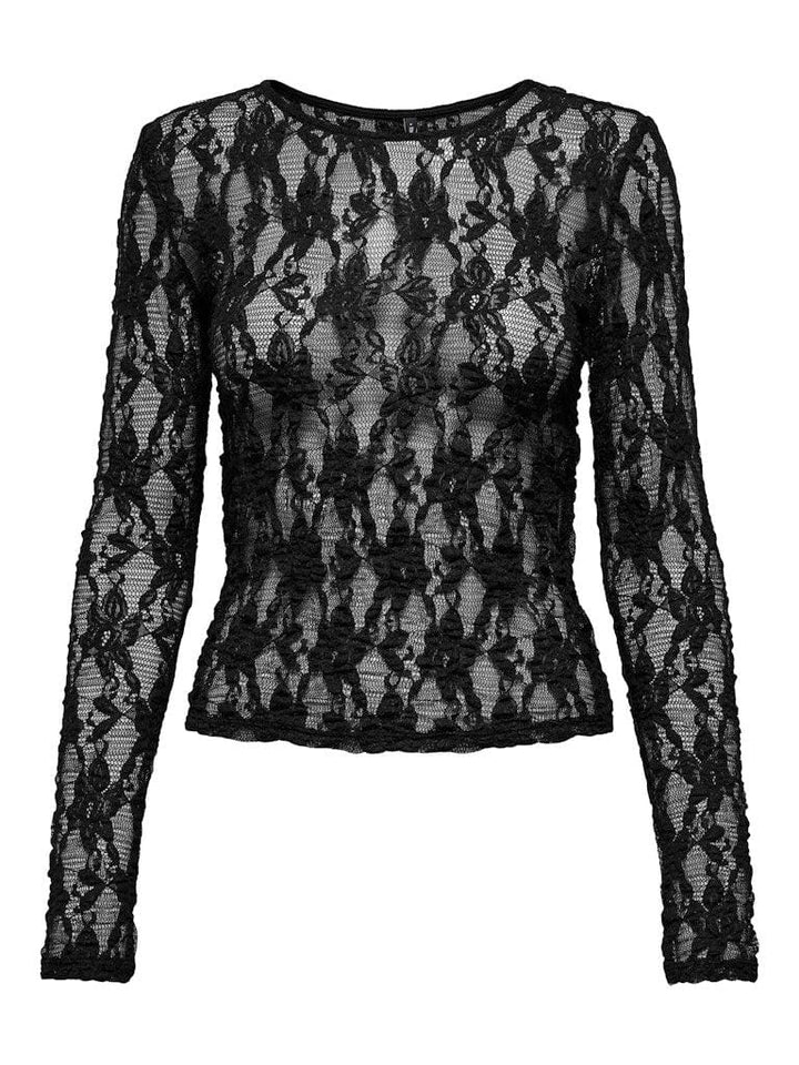 Only - Onlalba L/S Lace Top - 4957026 Black Bluser