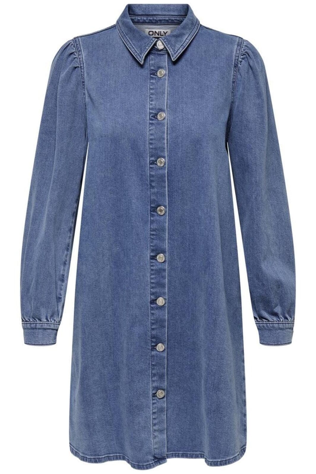 Only - Onlalma L/S Dress Cro - 4724084 Medium Blue Denim Kjoler