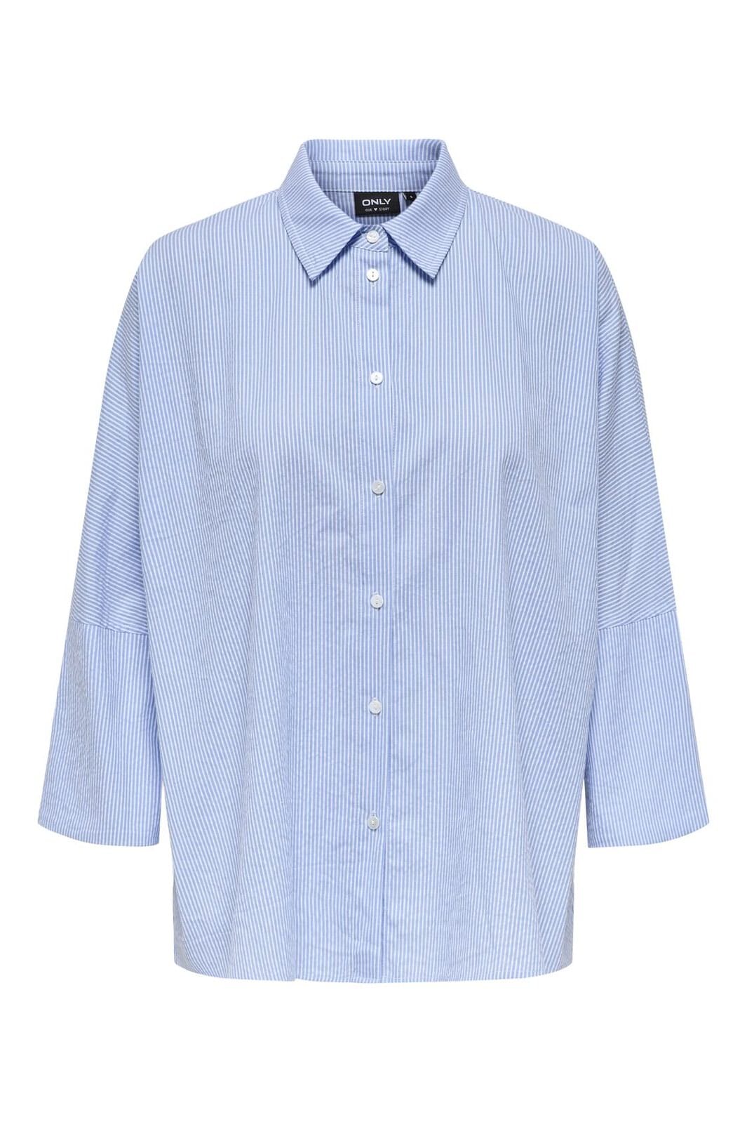 Only - Onlaugusta Shirt - 4745753 Cloud Dancer Blue Stripes