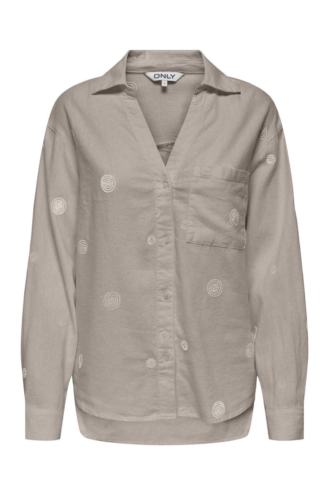Only - Onlcaro L/S Linen Bl Emb Shirt Cc - 4652332 String Pumice Stone Embroidery